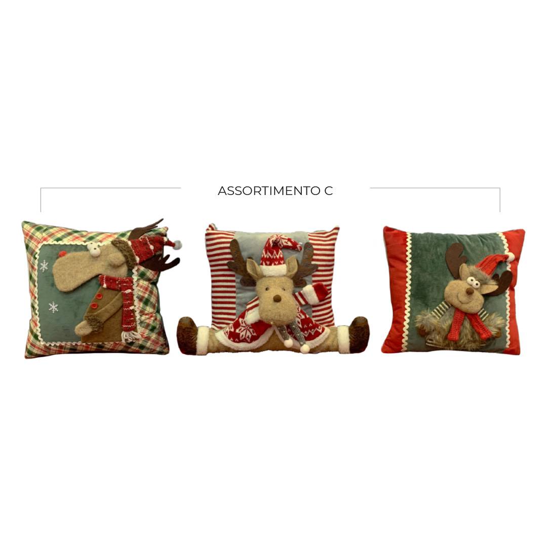 Cuscino Imbottito Penzolo Renna Tartan verde 45 x 45