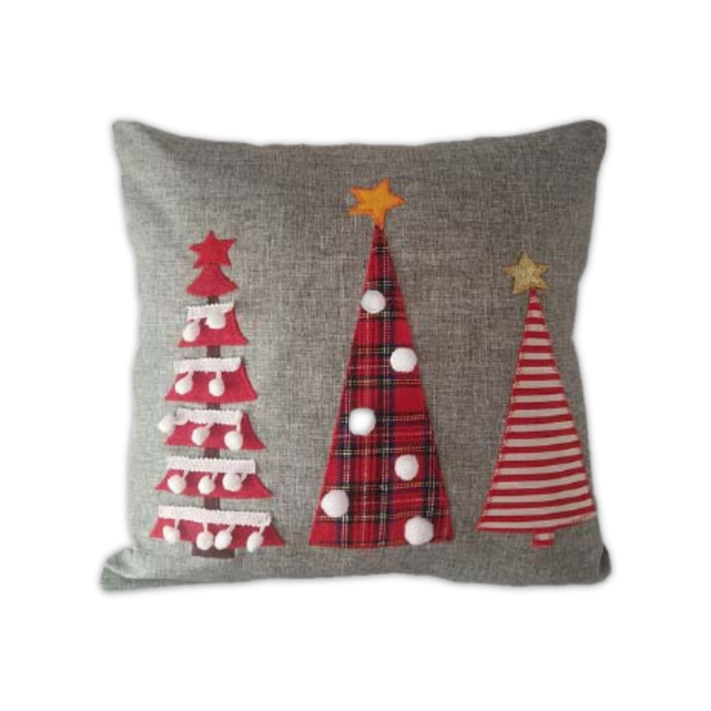 Cuscino Imbottito con applicazioni Alberelli stilizzati 45 x 45