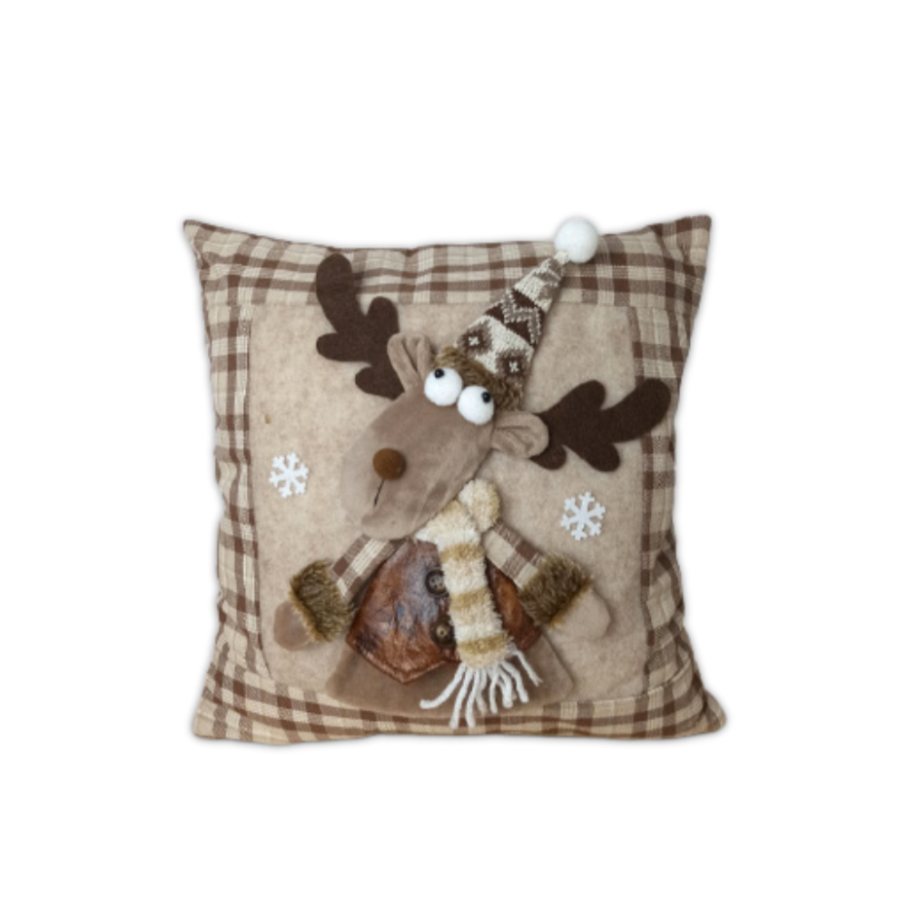 Cuscino Imbottito con applicazioni Renna Beige 45 x 45