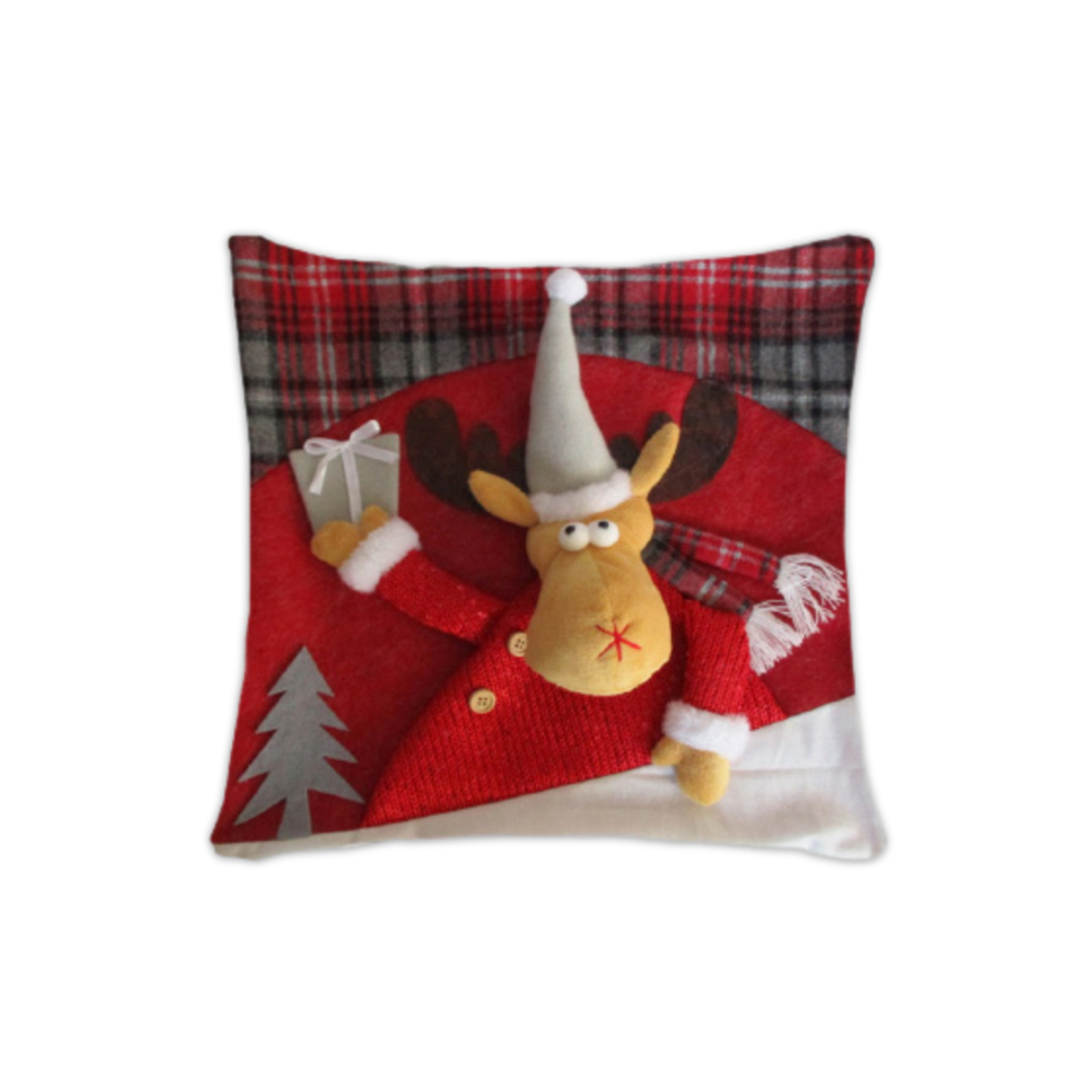 Cuscino Imbottito con applicazioni Renna Dono 45 x 45