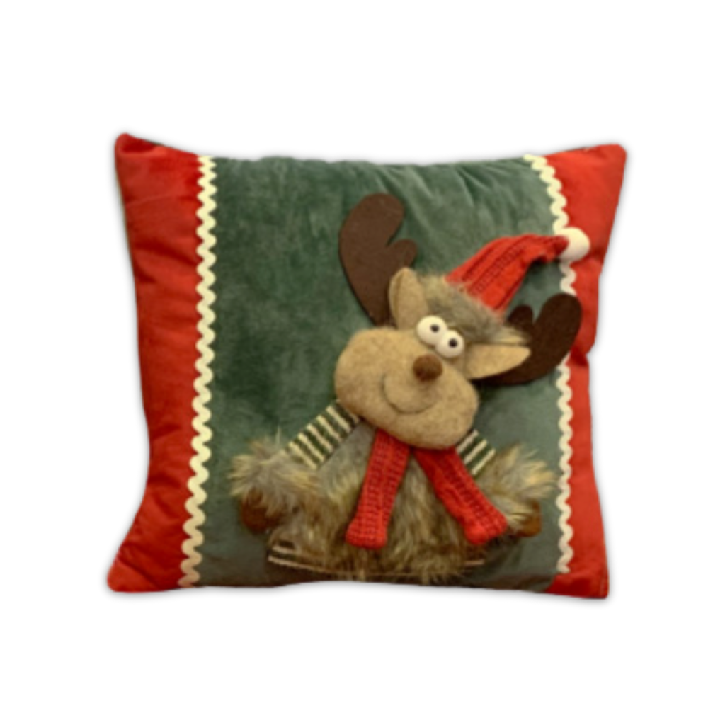 Cuscino Imbottito con applicazioni Renna Pelosa 45 x 45