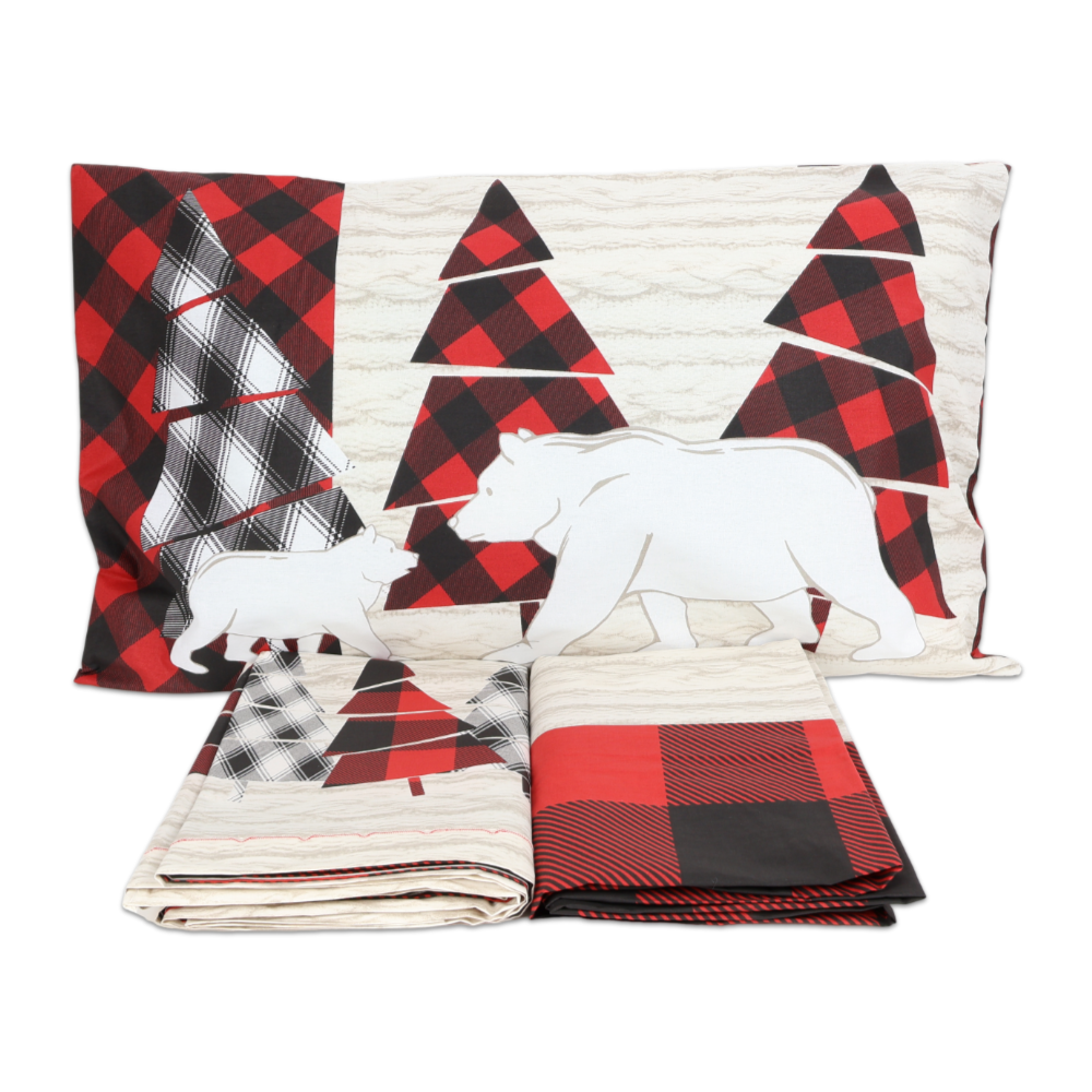 Completo Lenzuola Canada Rosso Matrimoniale