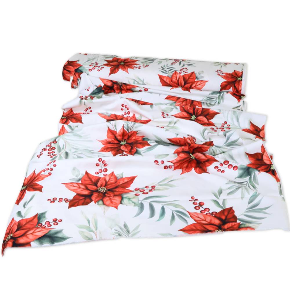 Tessuto a metro Stampa Digitale Stelle di Natale e Bacche