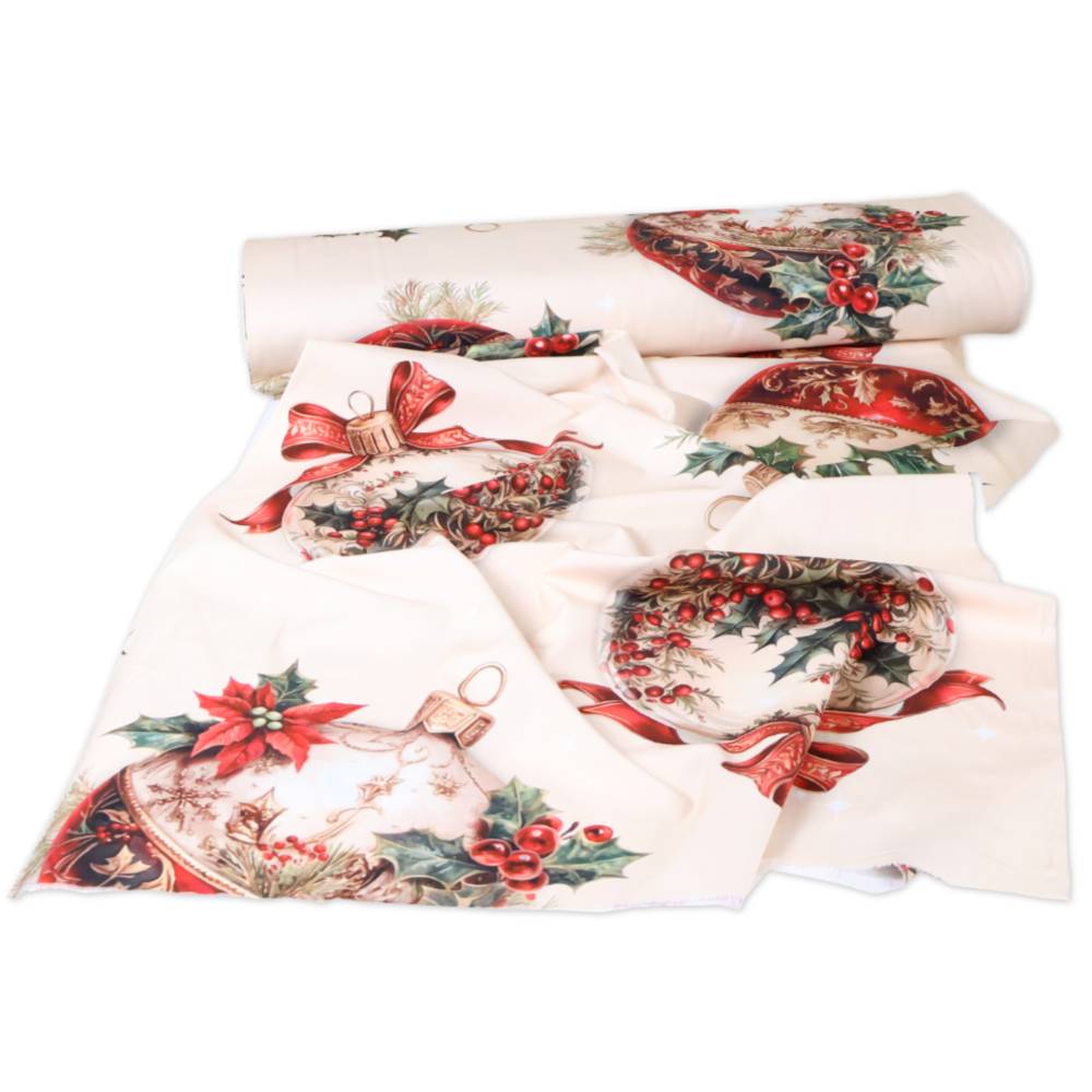 Tessuto a metro Stampa Digitale Palline Natalizie