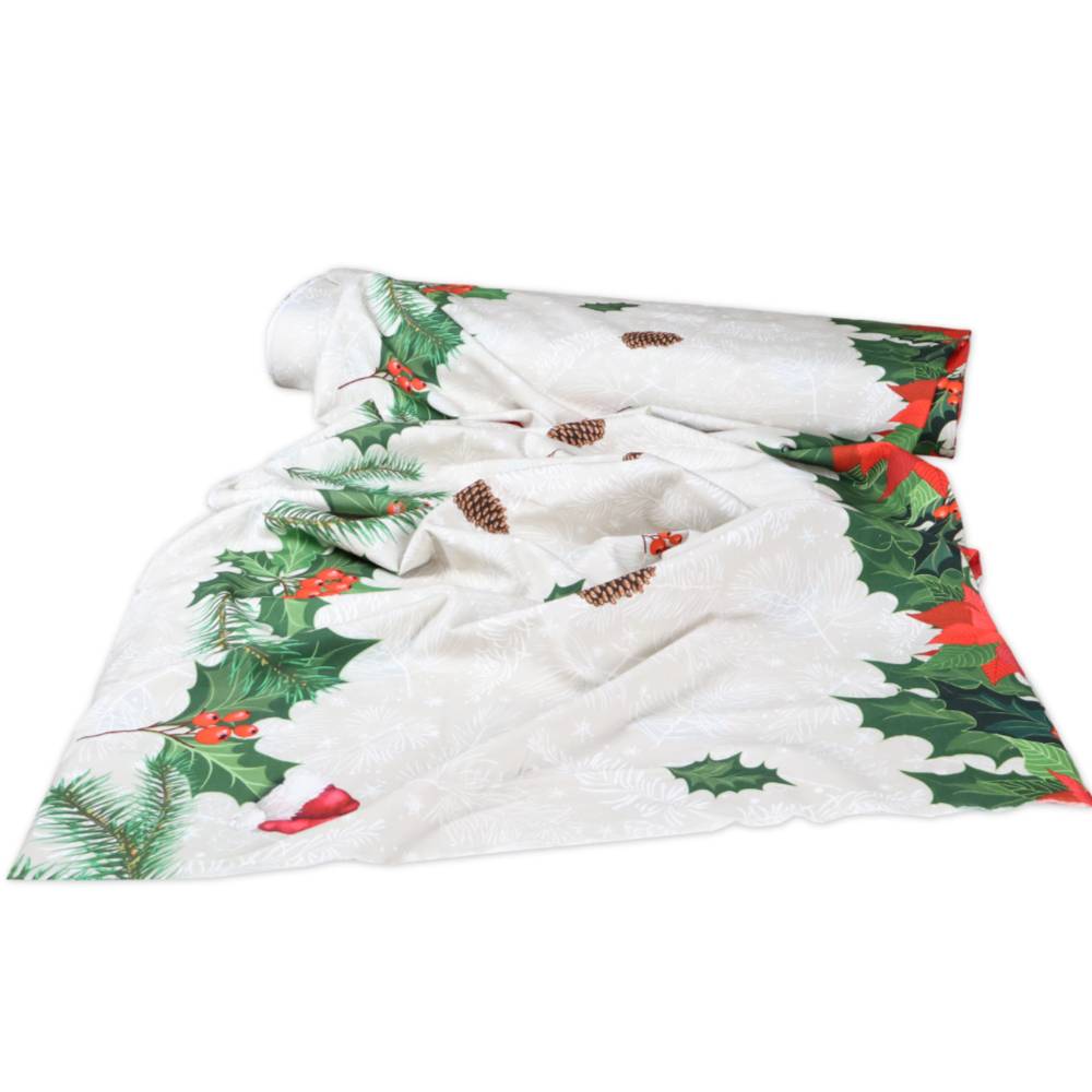 Tessuto a metro Stampa Digitale Stelle di Natale e Pigne