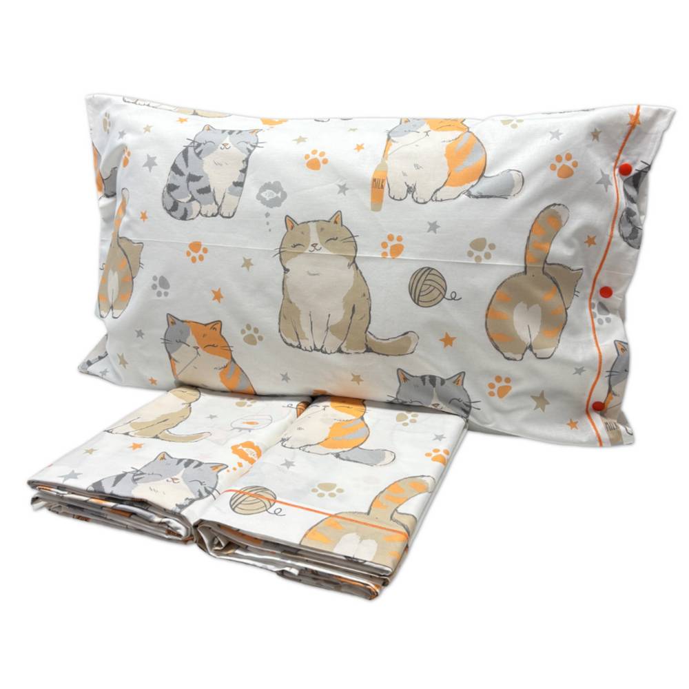 Lenzuola Flanella Gatti e Gomitoli singolo