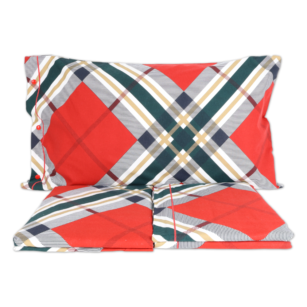 Lenzuola Flanella Scozzese Rosso Piazza e mezzo