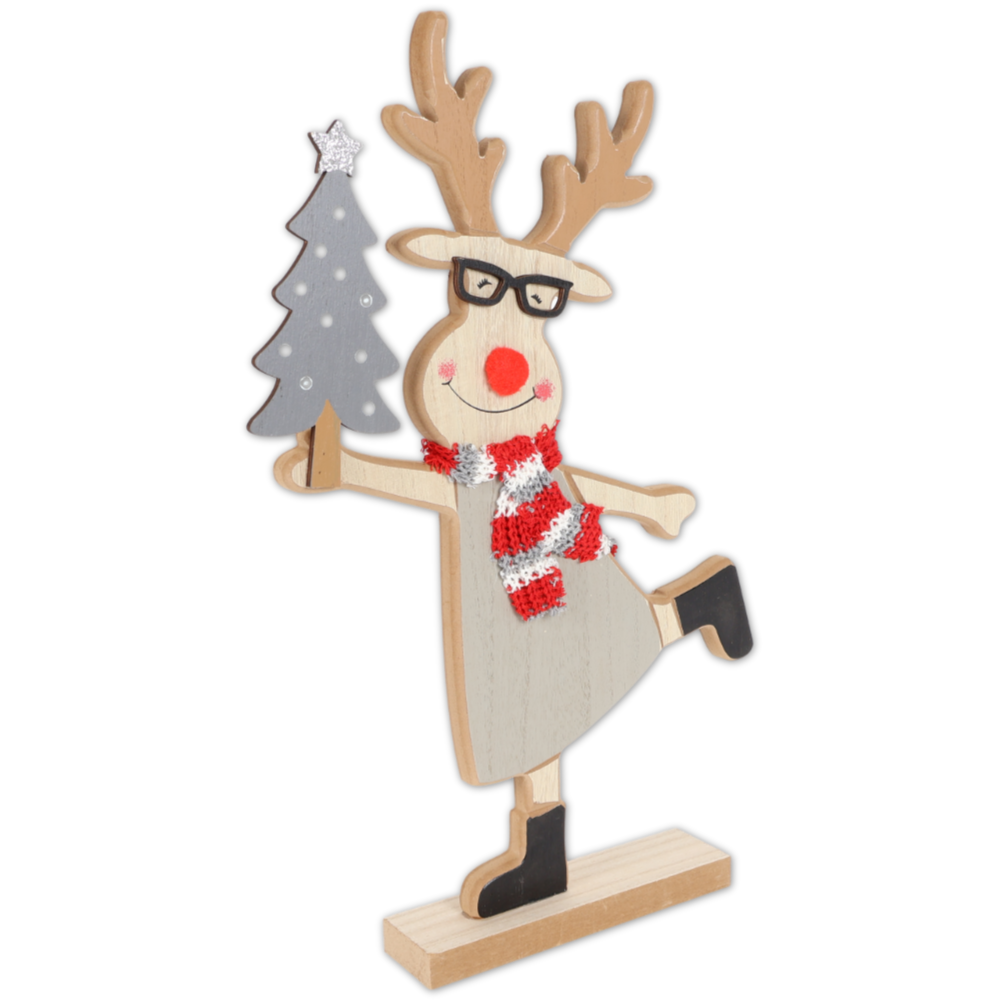 Decorazione in Legno Renna Giulia Grigia