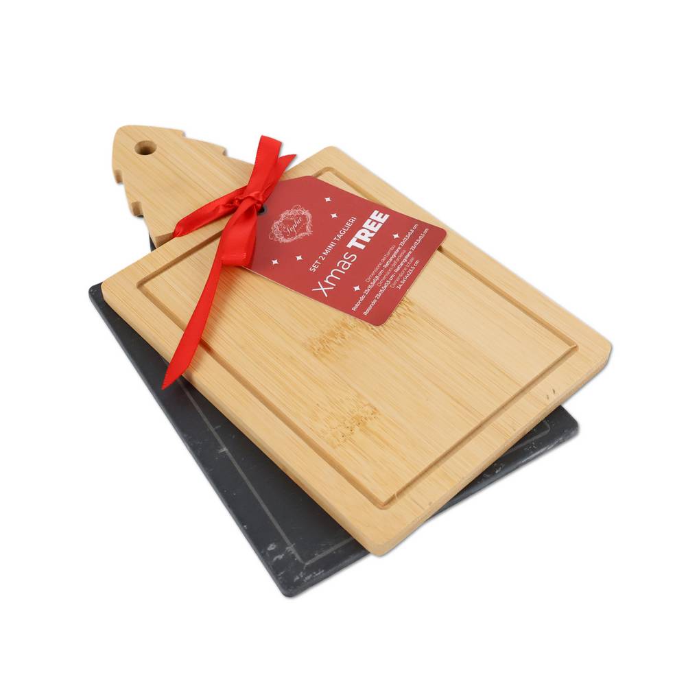 Set 2 Mini Taglieri Bambù e Ardesia XMAS Tree