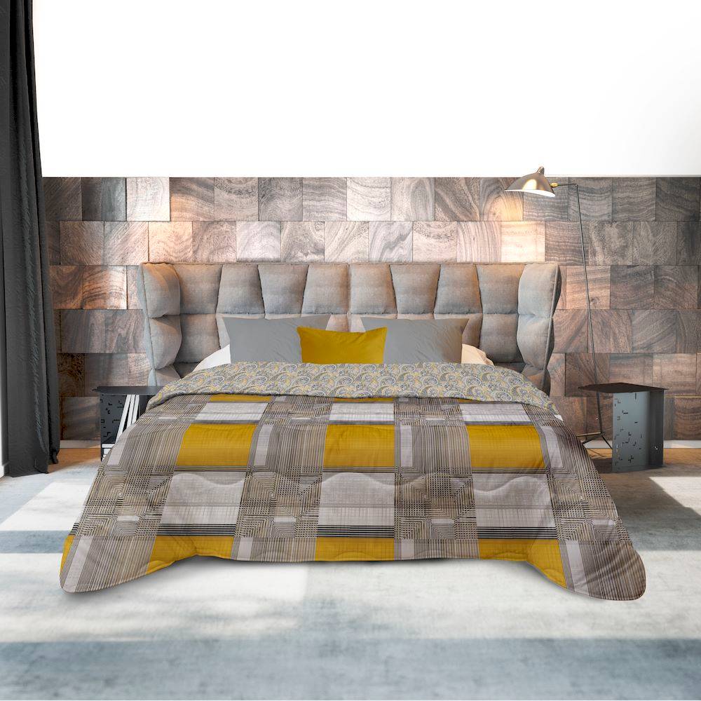 Trapunta Matrimoniale Mia Quadri senape 250 x 260