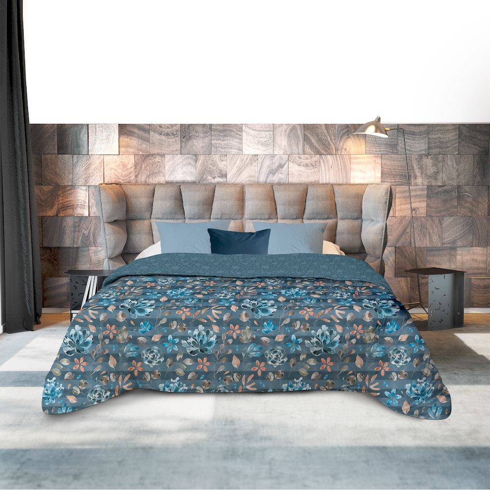 Trapunta Matrimoniale Mia Fiorifoglie blu 250 x 260