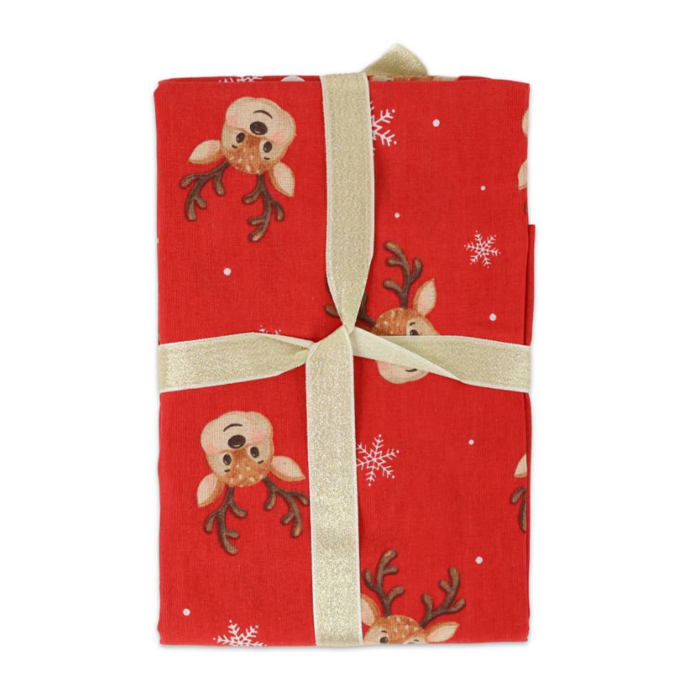 Tovaglia Magic Natale ASS. 6 Renne fondo Rosso 130 x 300