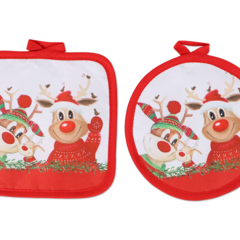 Coppia presine Stampa digitale Christmas Renne Family