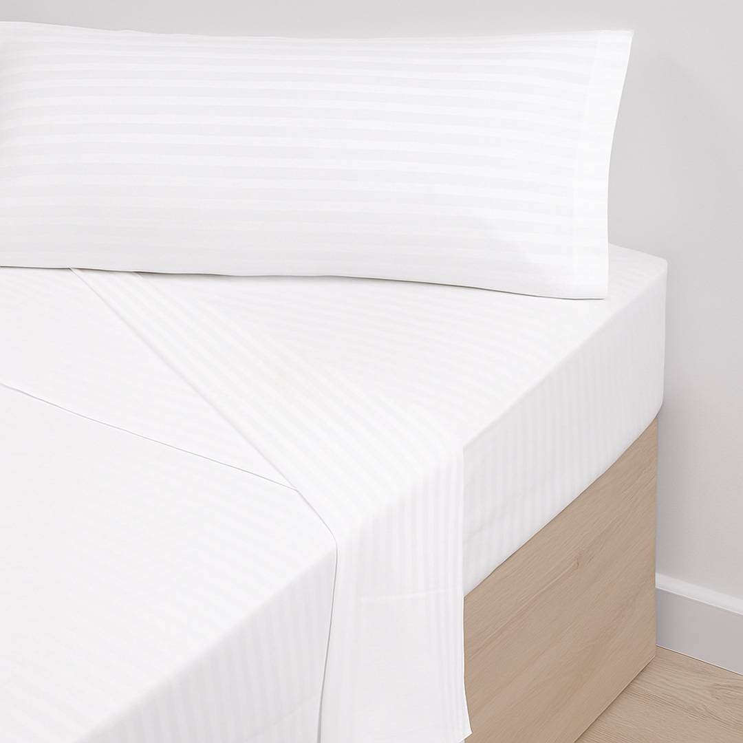 Completo Lenzuola Incanto Raso di cotone Bianco Matrimoniale