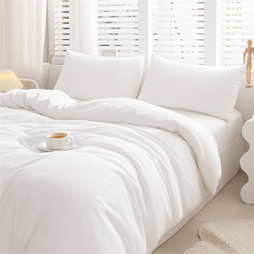 Parure copripiumino Antigua Jersey no stiro Bianco Singolo