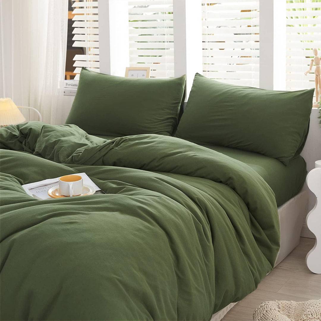 Parure copripiumino Antigua Jersey no stiro Bosco Singolo