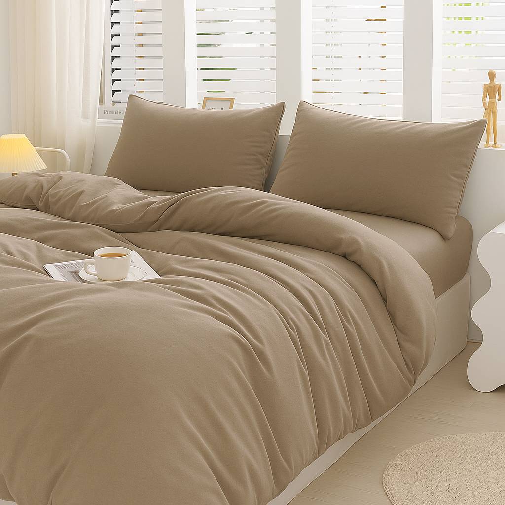 Parure copripiumino Antigua Jersey no stiro Sabbia Singolo