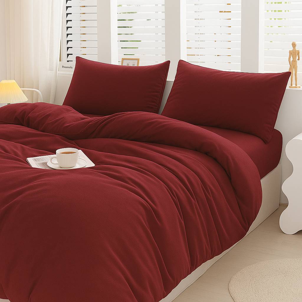 Parure copripiumino Antigua Jersey no stiro Bordeaux Singolo