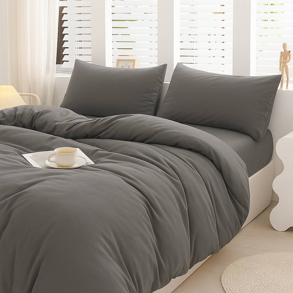 Parure copripiumino Antigua Jersey no stiro Fumo Matrimoniale