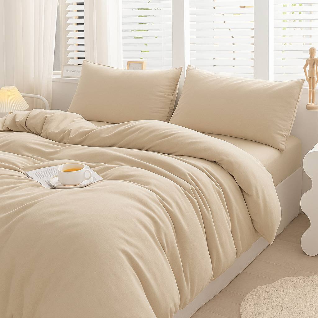 Parure copripiumino Antigua Jersey no stiro Naturale Matrimoniale