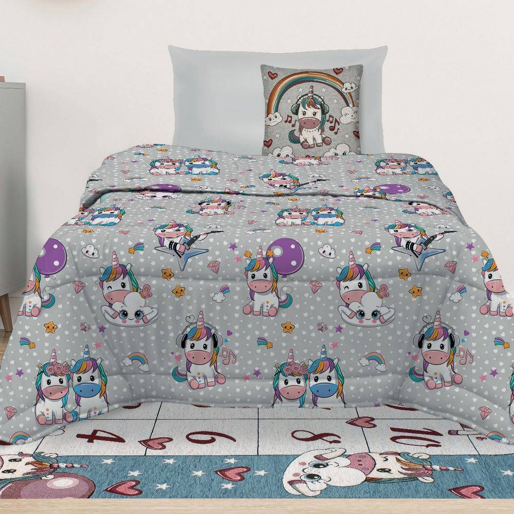 Trapunta Singola Ambra Unicorno Grigia 170 x 250