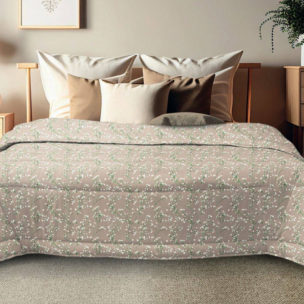 Trapunta Matrimoniale Ambra Delicata fiori tortora 250 x 260