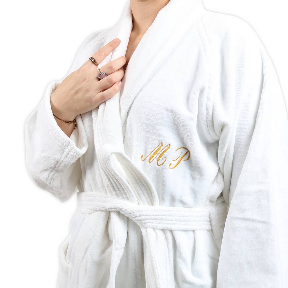 Accappatoio con Scialle in cotone cimato Personalizzato