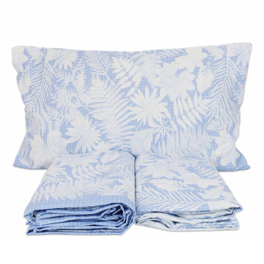 Lenzuola Flanella Clorofilla Azzurro Matrimoniale