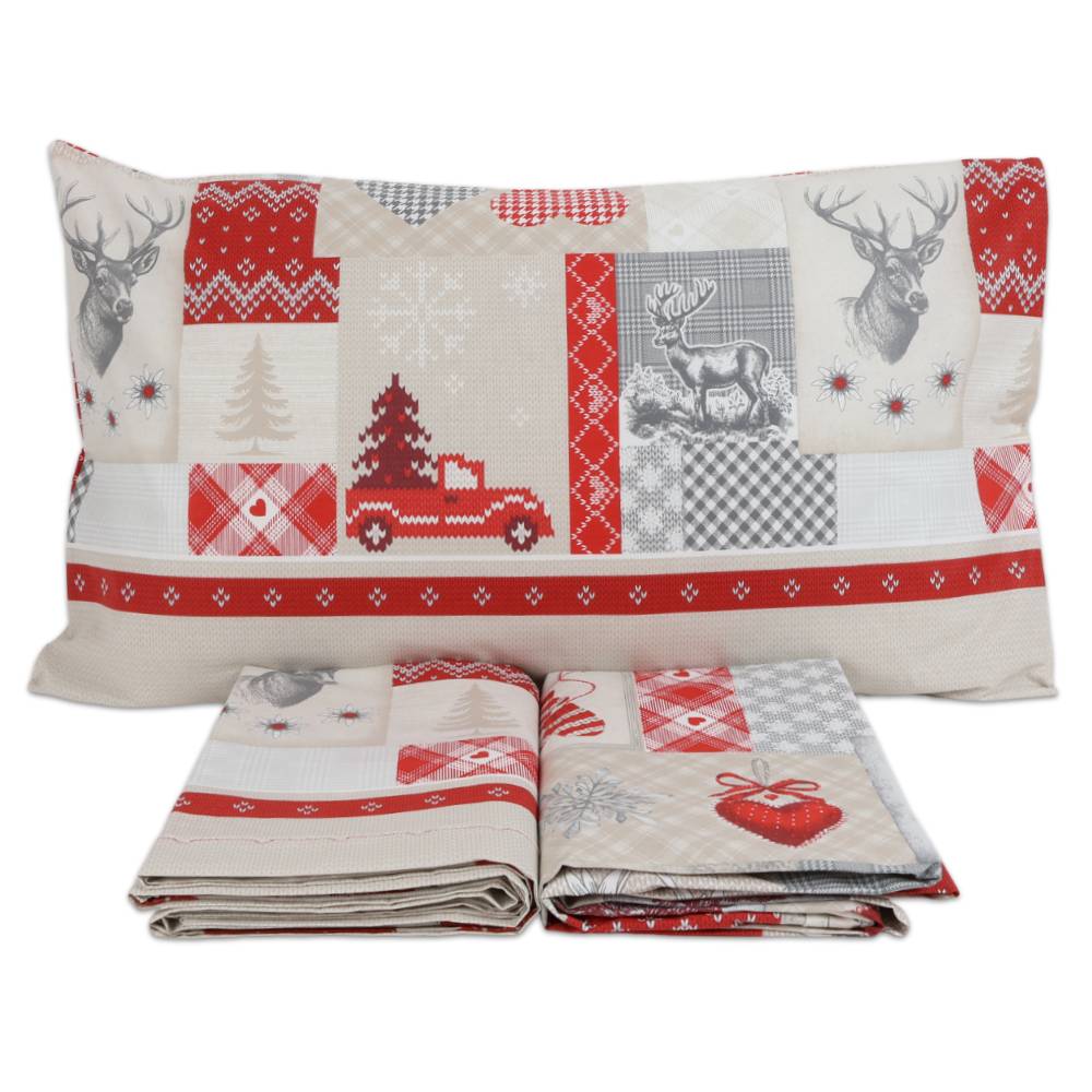 Completo Lenzuola Alpi Rosso Matrimoniale