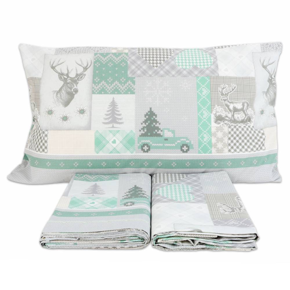 Completo Lenzuola Alpi Verde Piazza e mezzo