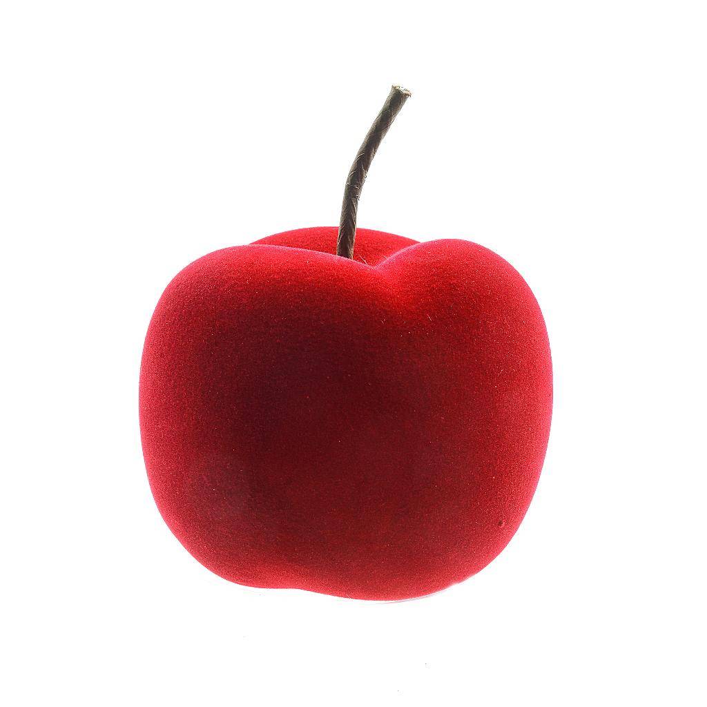 Decorazione Mela Rossa in Ceramica Floccata