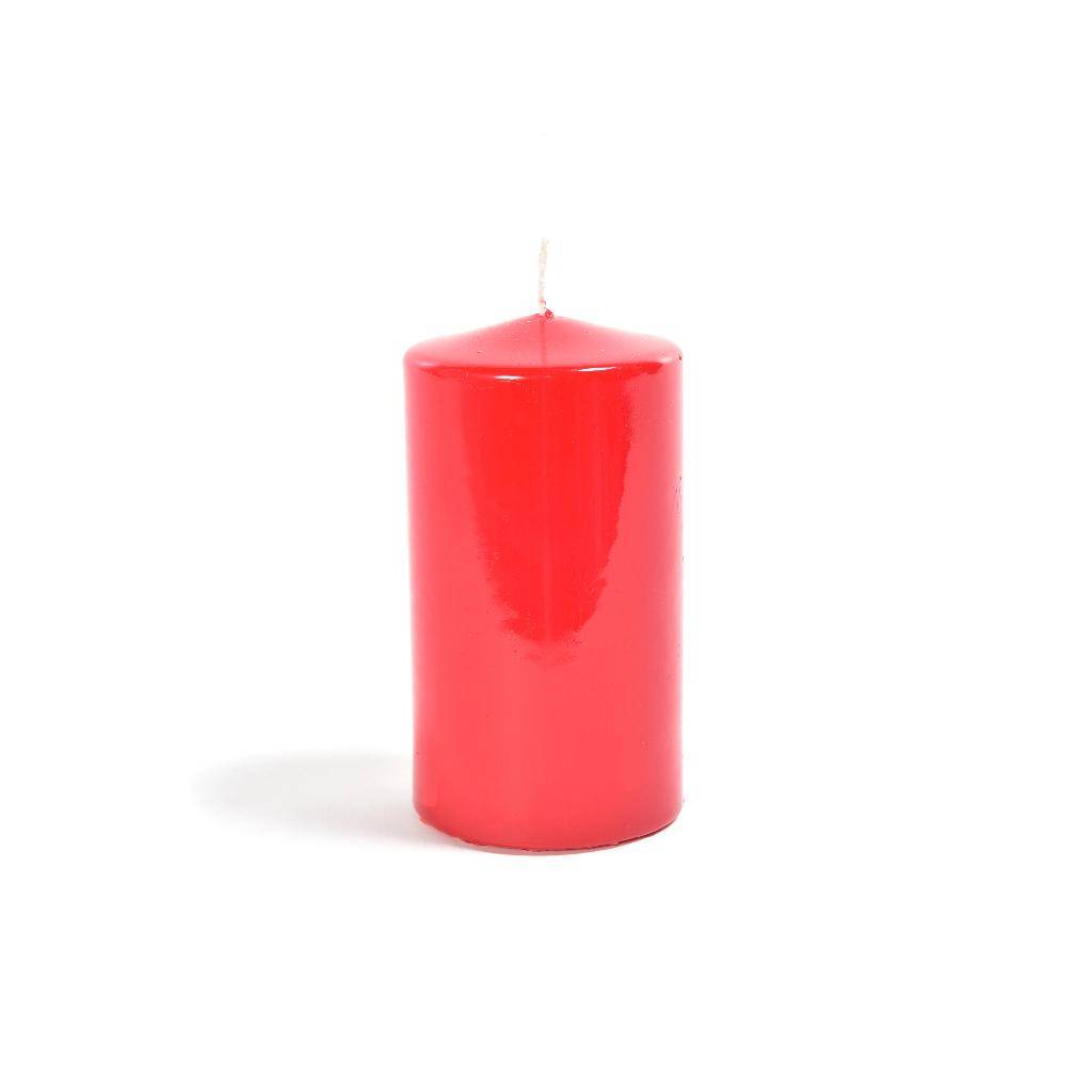 Candela Pillar Lucida Rossa in Cera 5 x 7 cm
