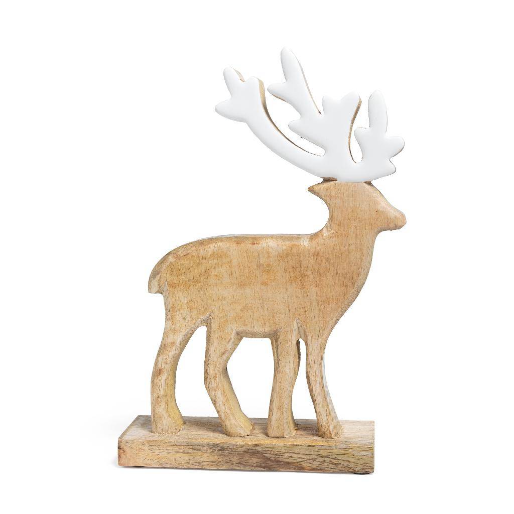 Decorazione Renna in Legno Decorata