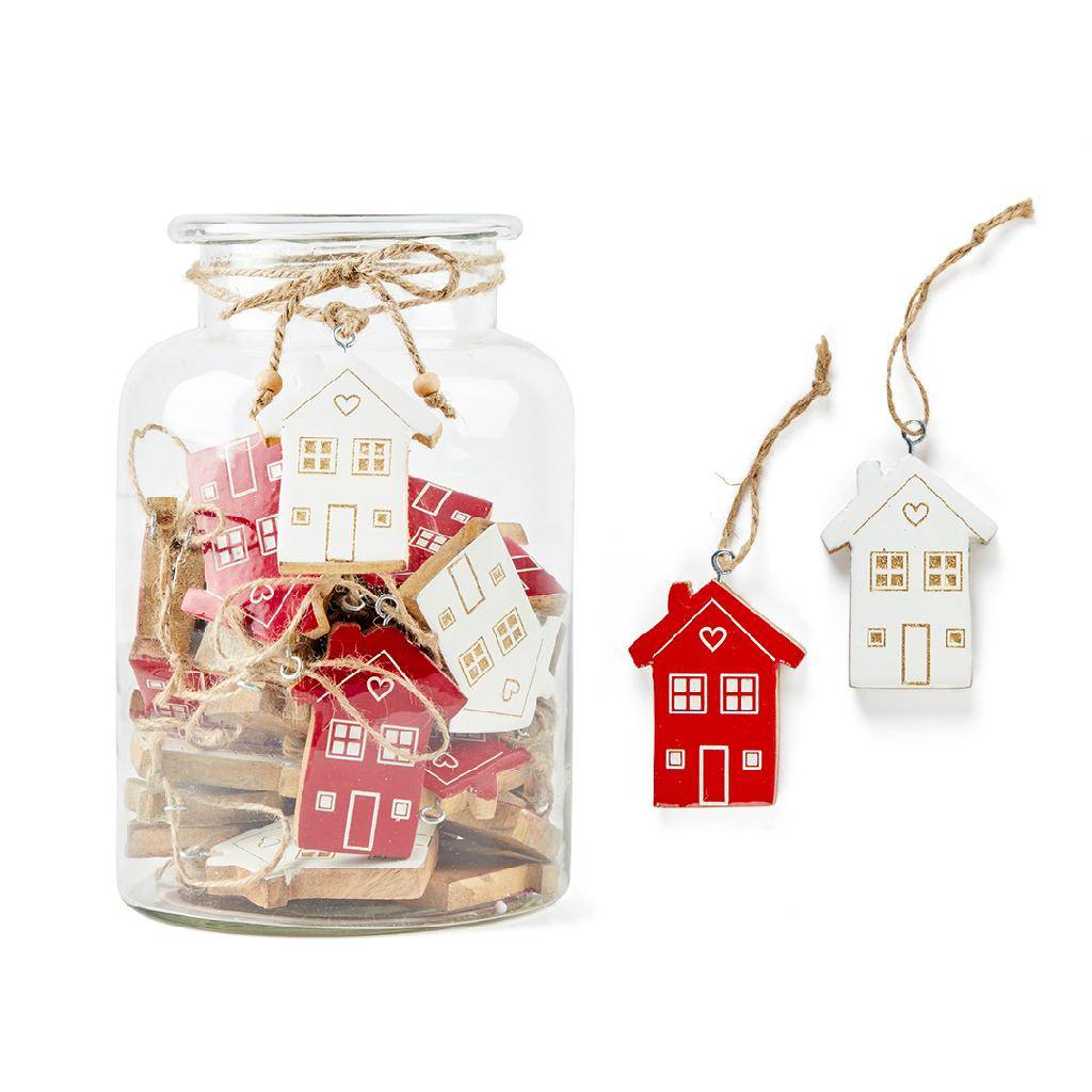 Pendente in Legno Laccato Casetta Bianca