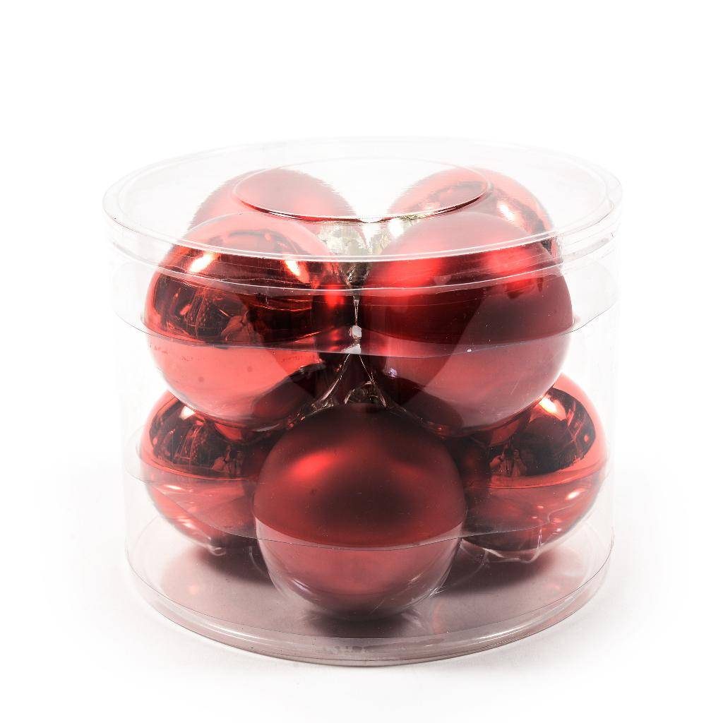 Confezione 8 Palline Natalizie Rosse