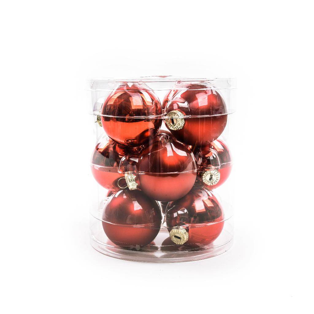 Confezione 12 Palline Natalizie Rosse