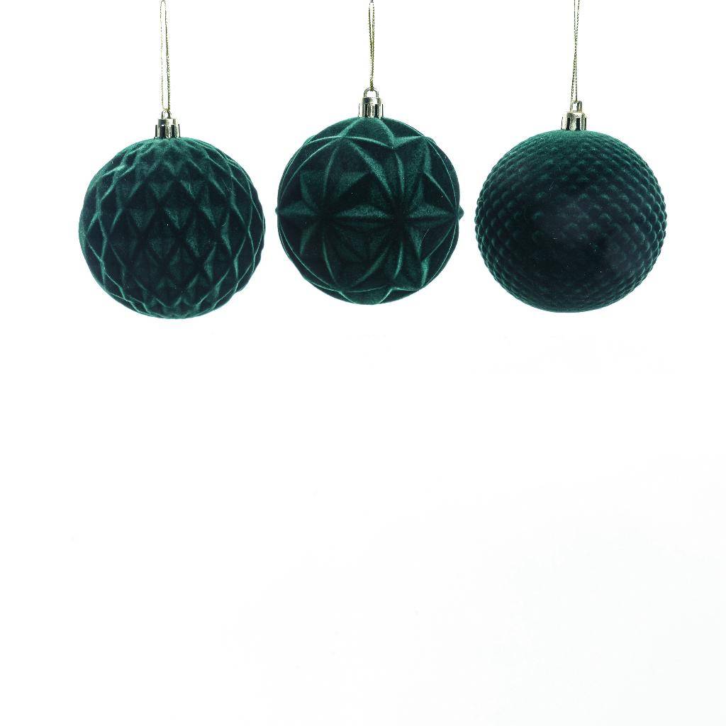 Set 3 Palline Verdi in velluto Floccato DIS. 1