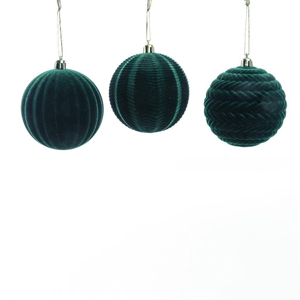 Set 3 Palline Verdi in velluto Floccato DIS. 2