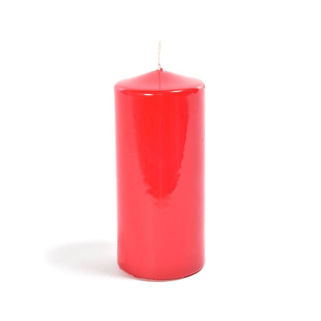 Candela Pillar Lucida Rossa in Cera 6 x 12 cm