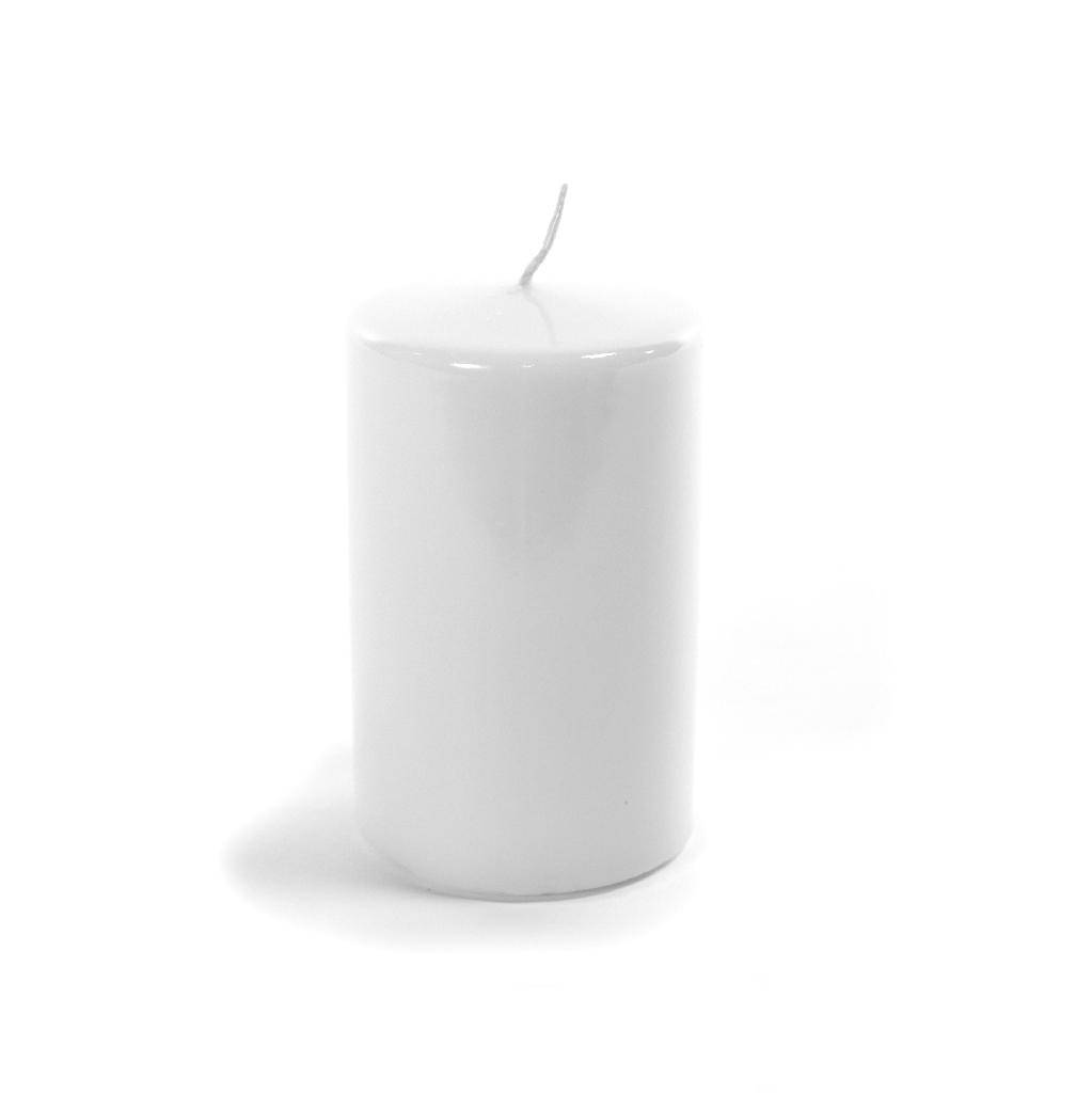 Candela Pillar Lucida Bianca in Cera 7 x 10 cm