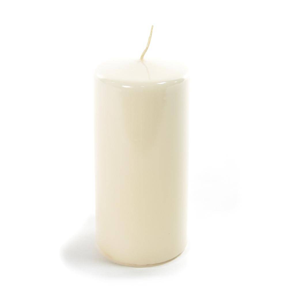 Candela Pillar Lucida Avorio in Cera 6 x 15 cm