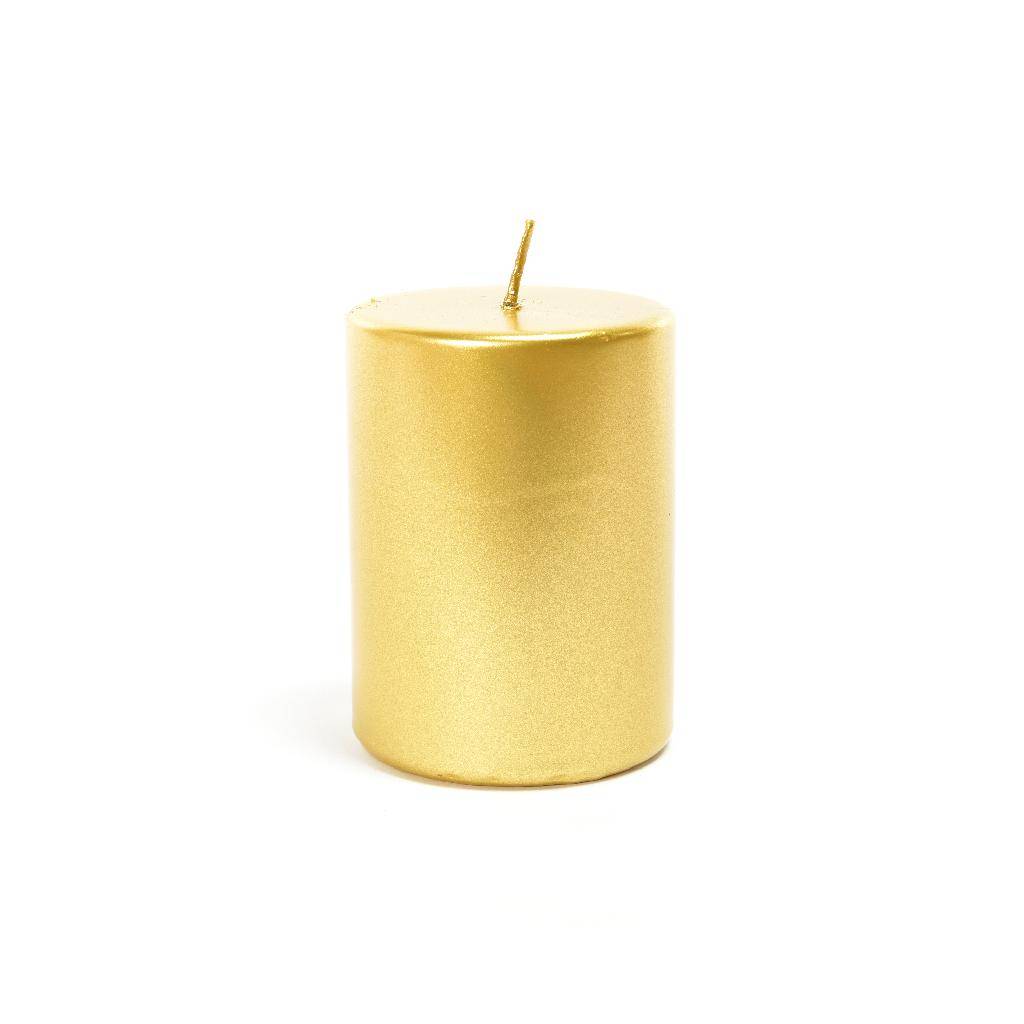 Candela Pillar Oro in Cera 6 x 8 cm