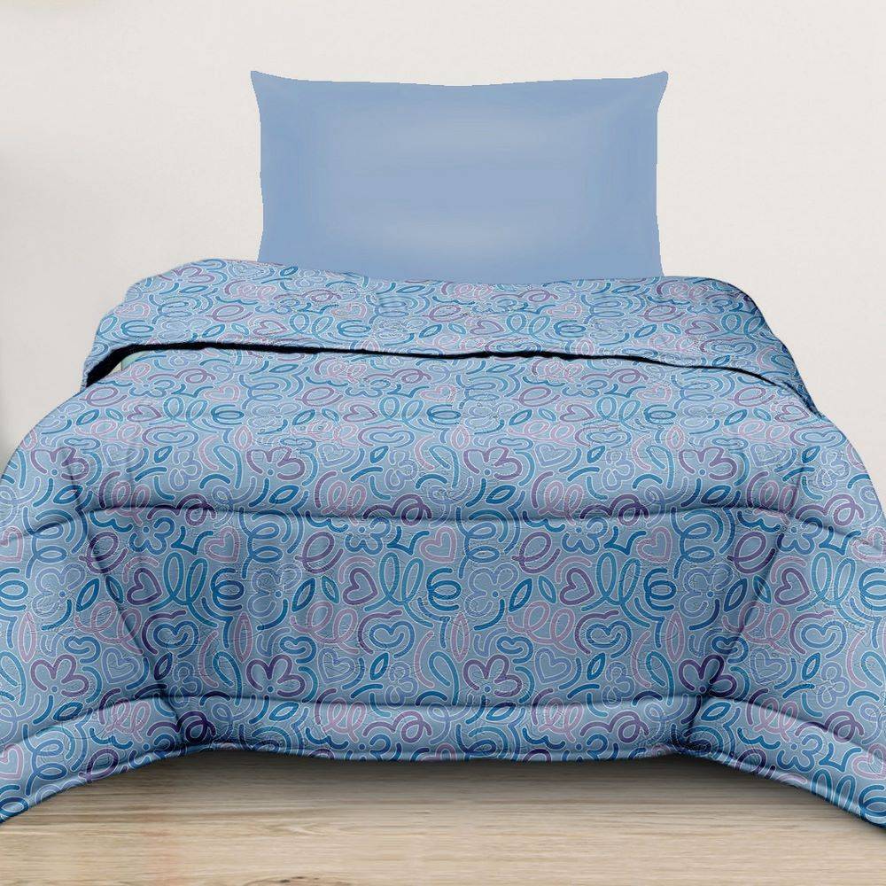 Trapunta Piazza e mezzo Ambra Fun light azzurra 220 x 260