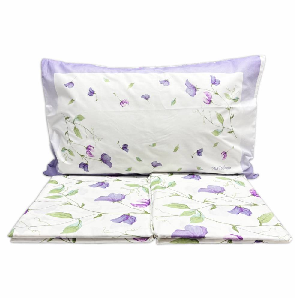 Lenzuola Flanella Venezia Petali Viola Matrimoniale