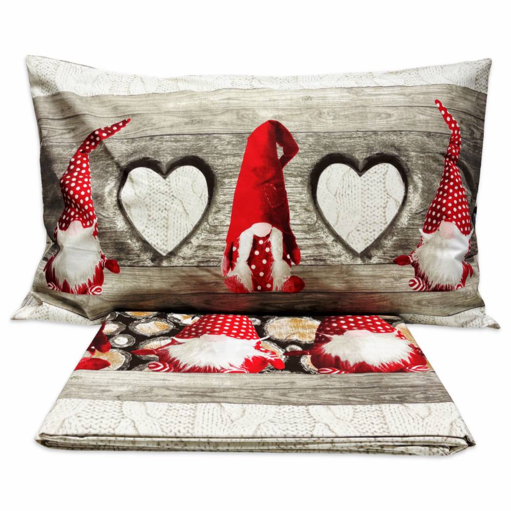 Lenzuola Flanella Gnomi Rosso Matrimoniale