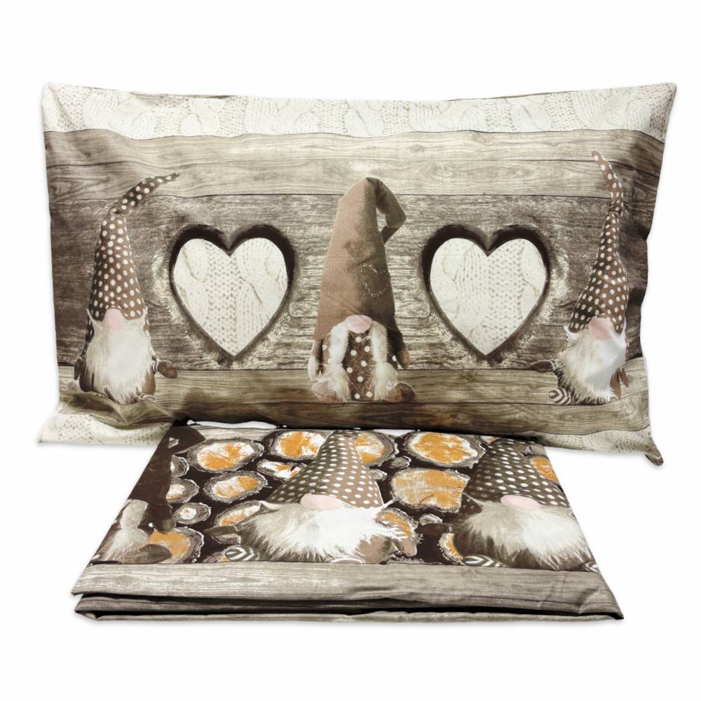 Lenzuola Flanella Gnomi Beige Matrimoniale