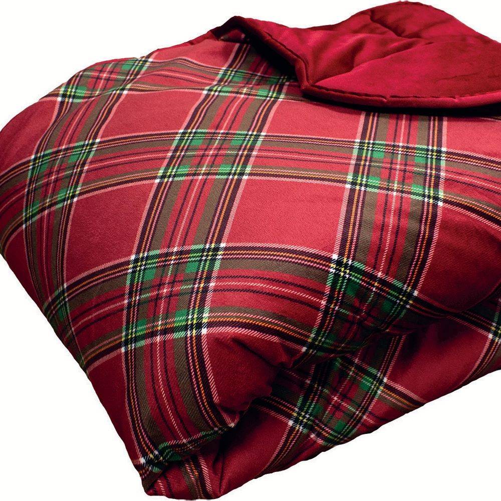 Trapunta matrimoniale Scottish Velluto tartan rosso 250 x 250