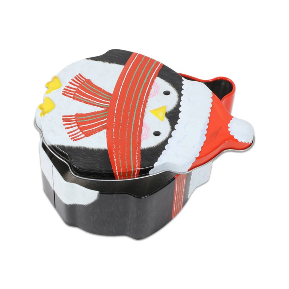 Scatola Natalizia in Latta Sagomata Pinguino