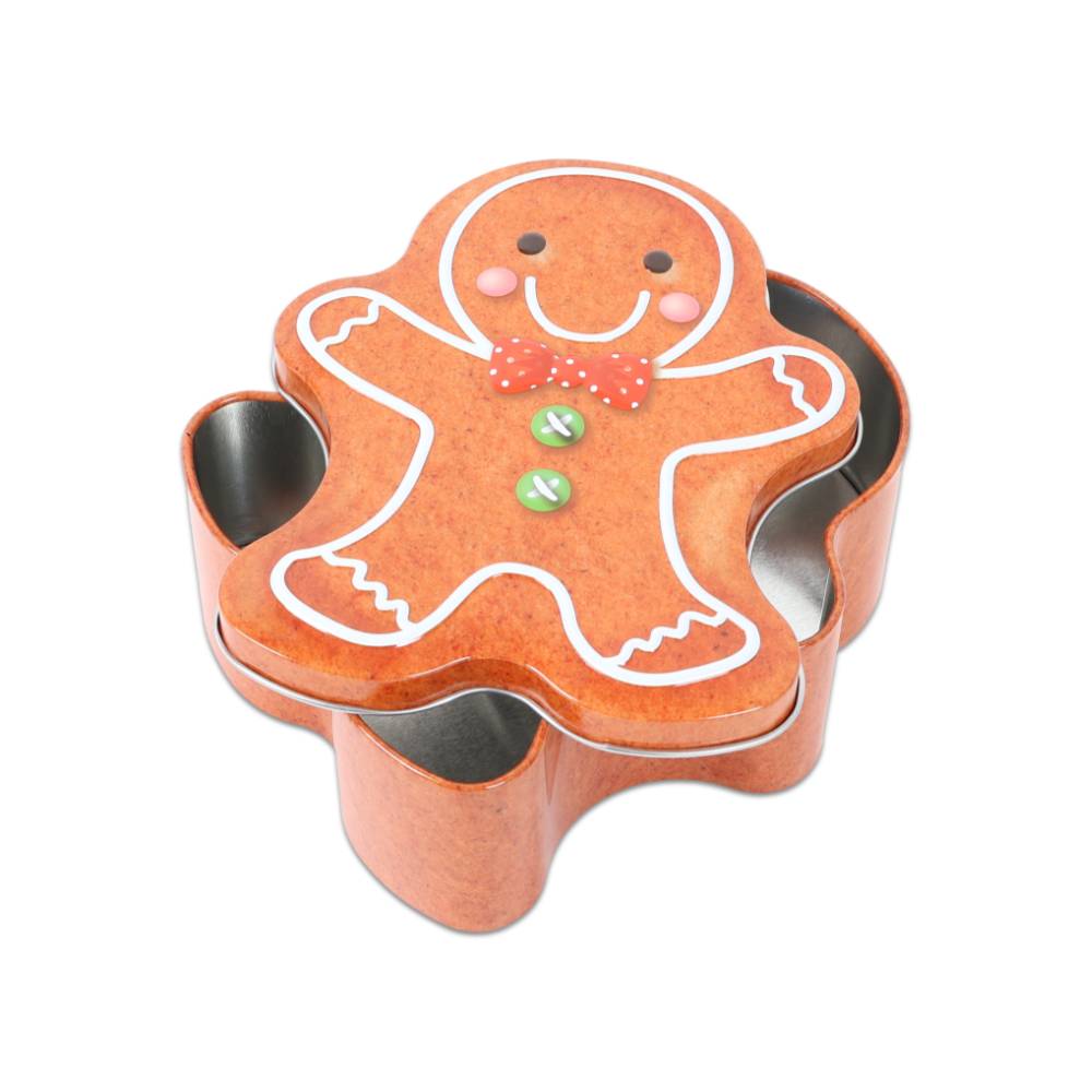 Scatola Natalizia in Latta Sagomata Omino Pan di Zenzero