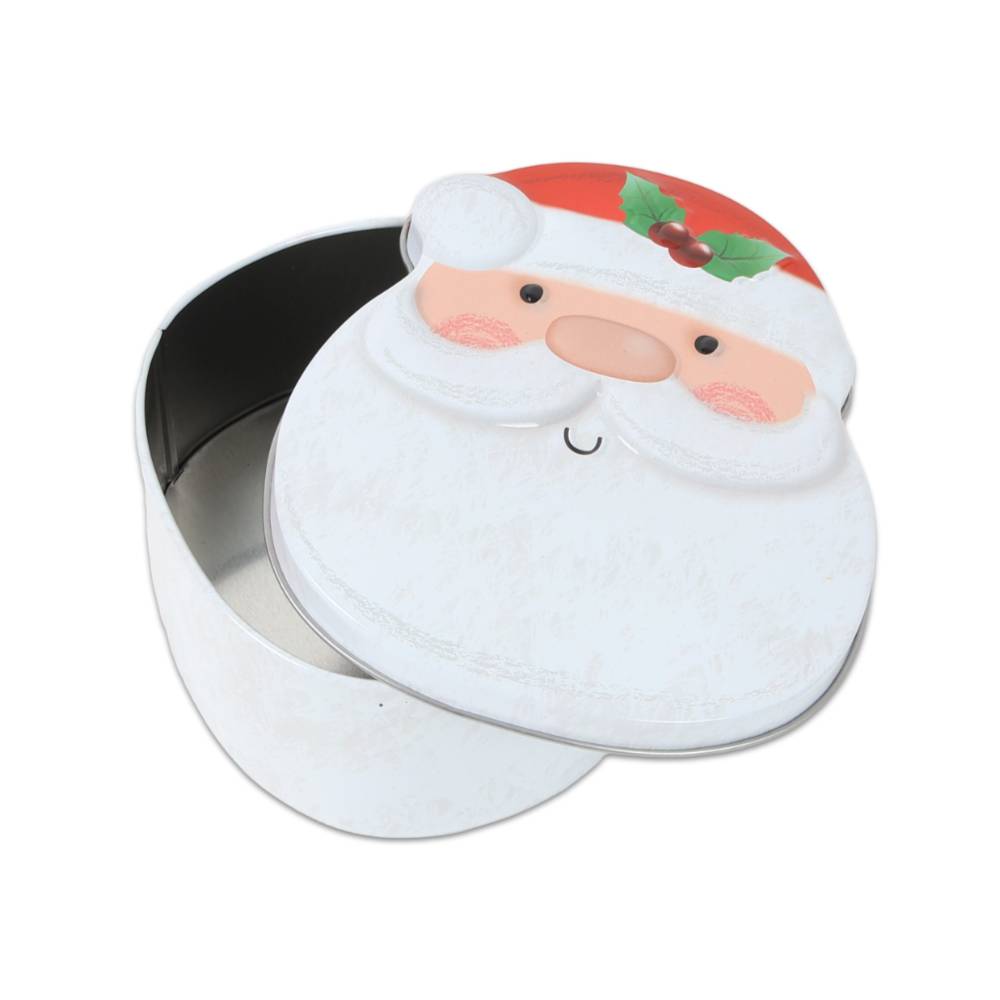 Scatola Natalizia in Latta Sagomata Babbo Natale